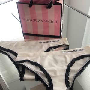 NWT 2 pair Victoria’s Secret panties cream with black lace